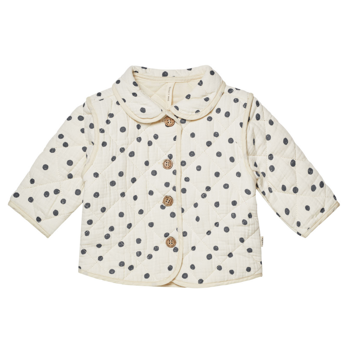 Organic Quilted Jacket, Navy Dot