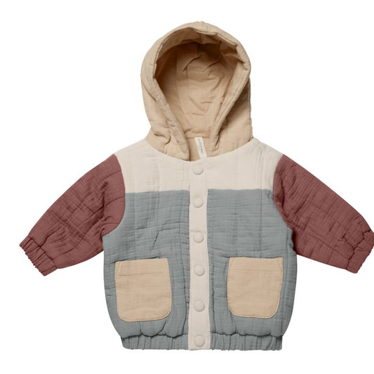 Organic Hooded Woven Jacket, Color Block