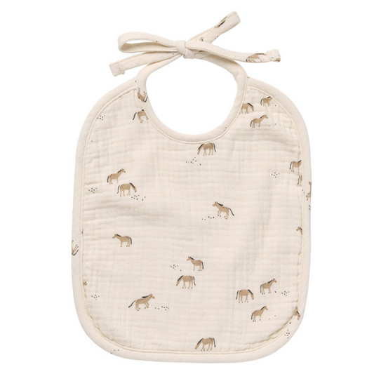 Organic Woven Tie Bib, Horses
