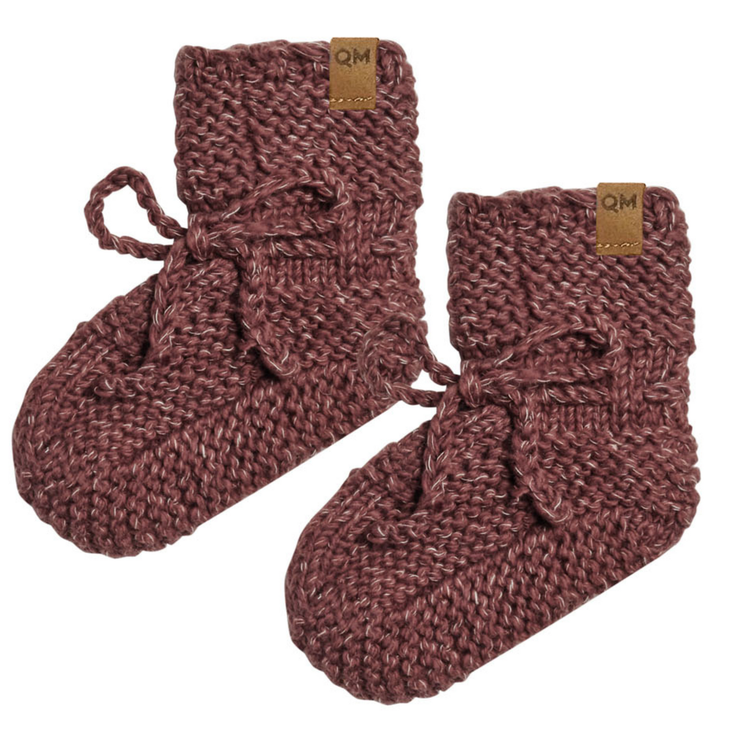 Speckled Knit Booties, Heathered Plum