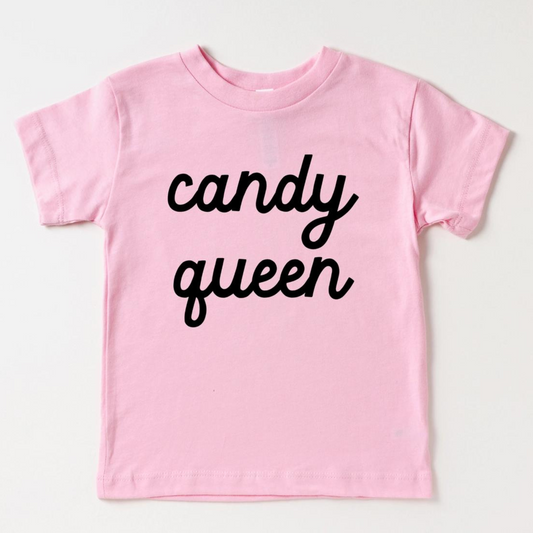 Kid's Halloween Graphic Short Sleeve Tee, Candy Queen Pink/Black