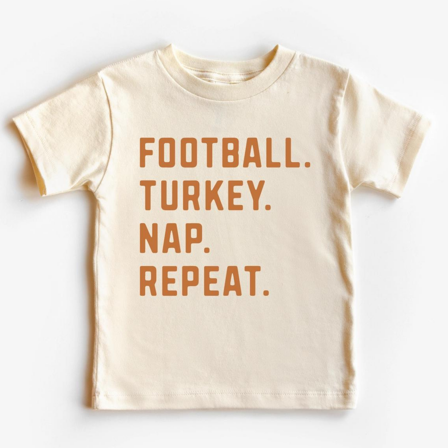 Kid's Thanksgiving Graphic Short Sleeve Tee, Football Turkey Nap / Natural