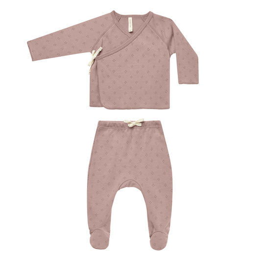 Organic Wrap Top & Footed Pant Set, Dotty