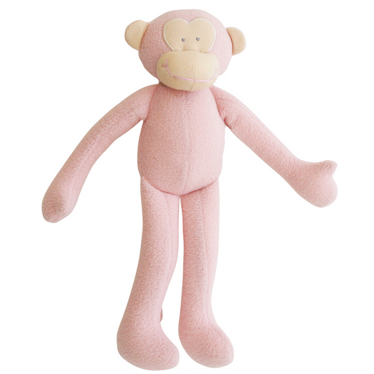 Fleece Monkey Toy Rattle, Pink