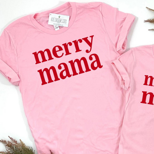 Merry Mama Women's Graphic Tee, Pink
