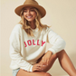 Jolly Women's Graphic Fleece Sweatshirt, Heather Dust/Red
