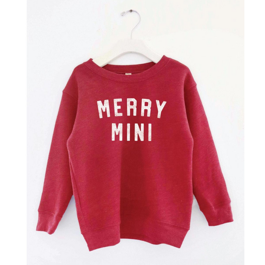 Merry Mini Toddler Graphic Sweatshirt, Cranberry Heather