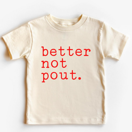 Better Not Pout Kid's Graphic Short Sleeve Tee, Natural