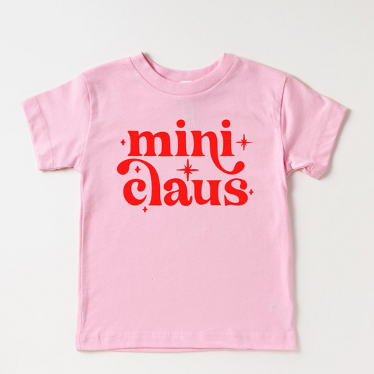 Mini Claus Kid's Graphic Short Sleeve Tee, Pink