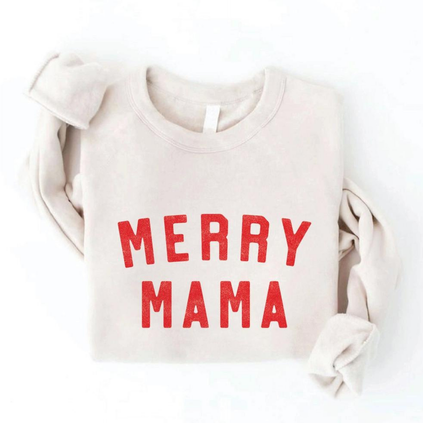 Merry Mama Women's Graphic Fleece Sweatshirt, Heather Dust