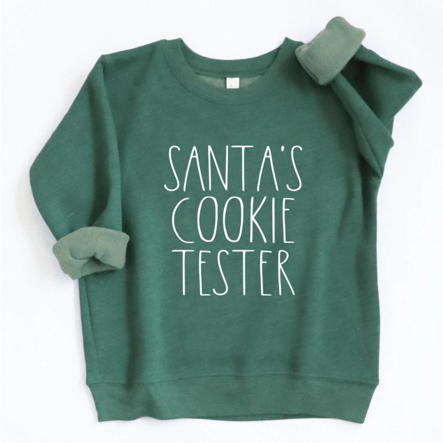 Santa's Cookie Tester Toddler Graphic Sweatshirt, Heather Forest