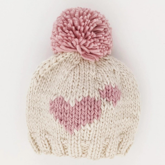 Sweetheart Knit Pom Hat, Rosy