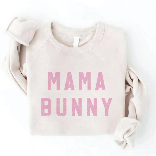 Mama Bunny Women's Graphic Fleece Sweatshirt, Heather Dust