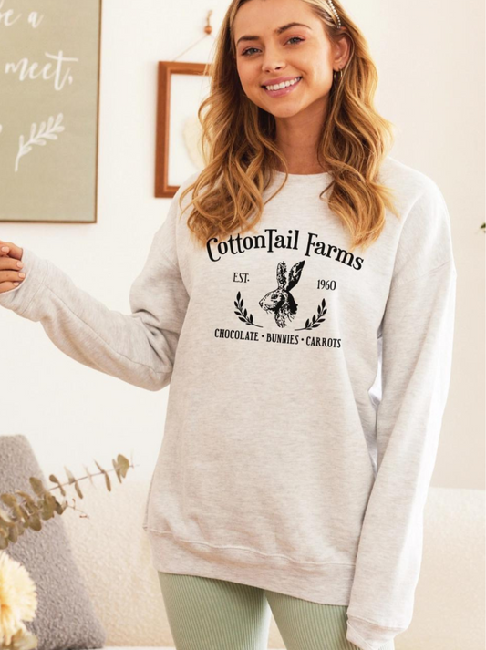 Cottontail Farms Women's Graphic Fleece Sweatshirt, Heather Dust