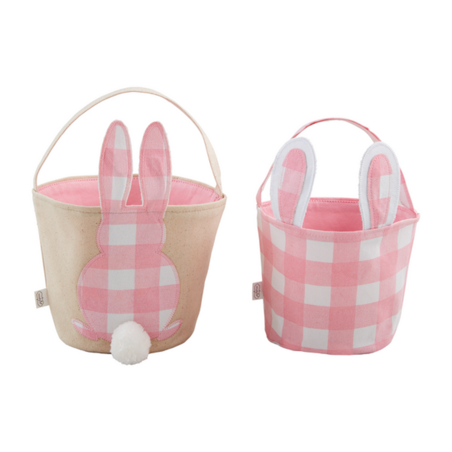Pink Check Bunny Basket Set