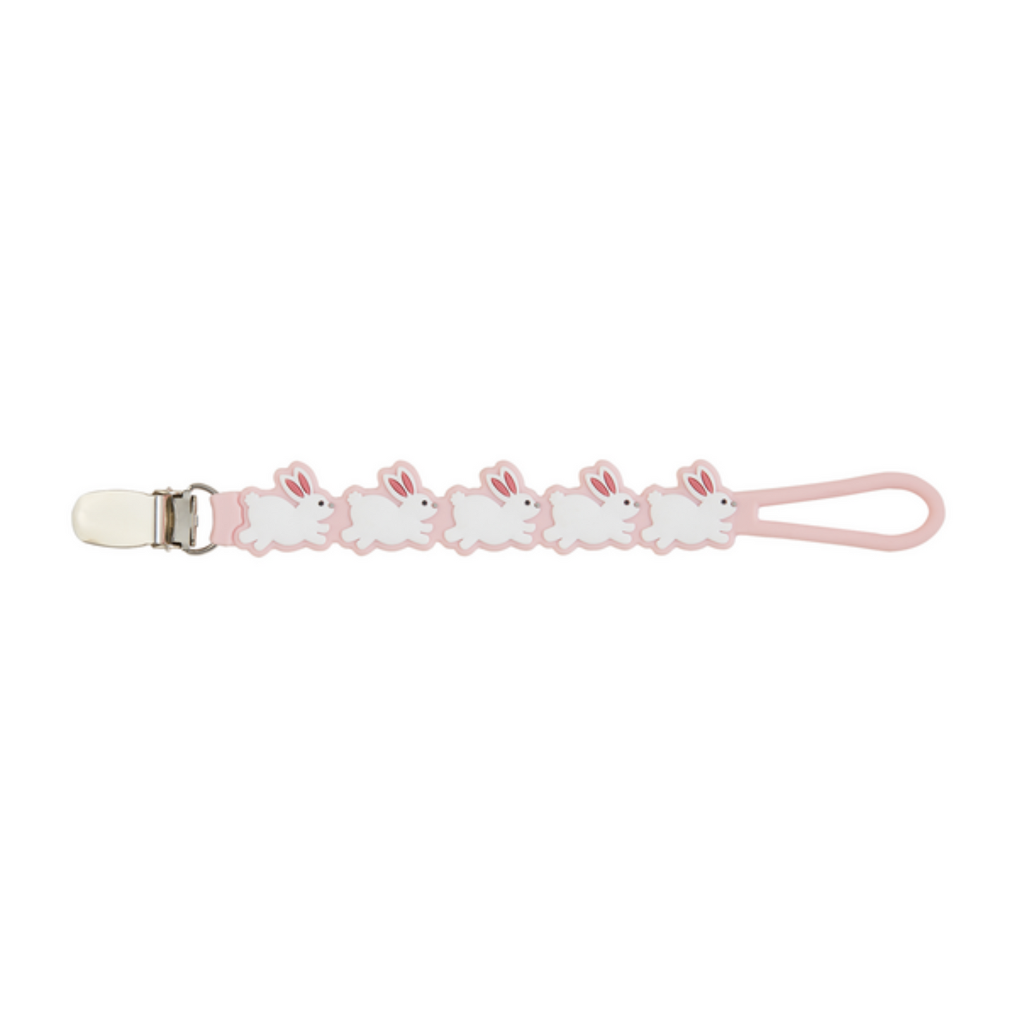 Silicone Paci Strap, Pink Bunny