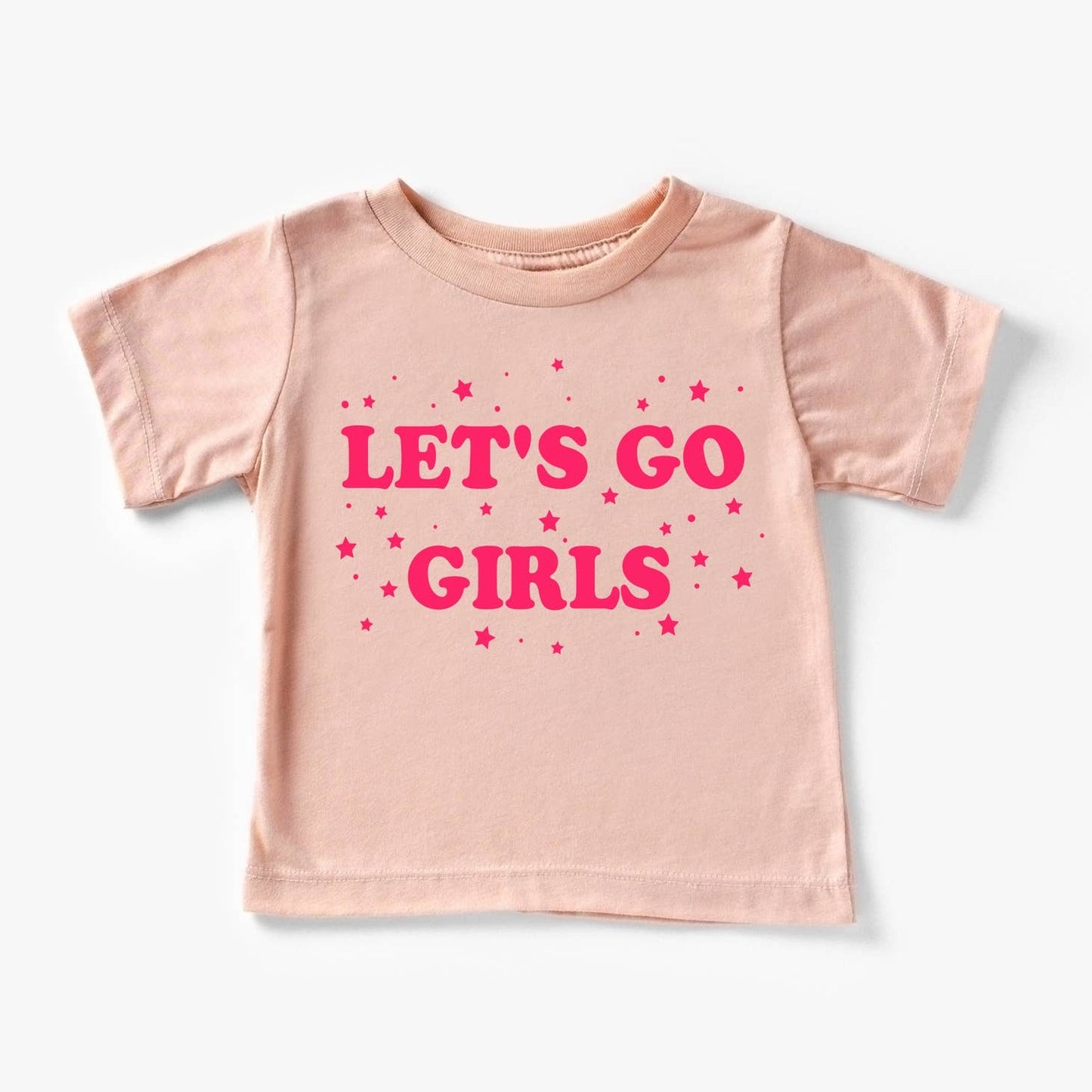 Kid's Graphic Short Sleeve Tee, Let's Go Girls Peach