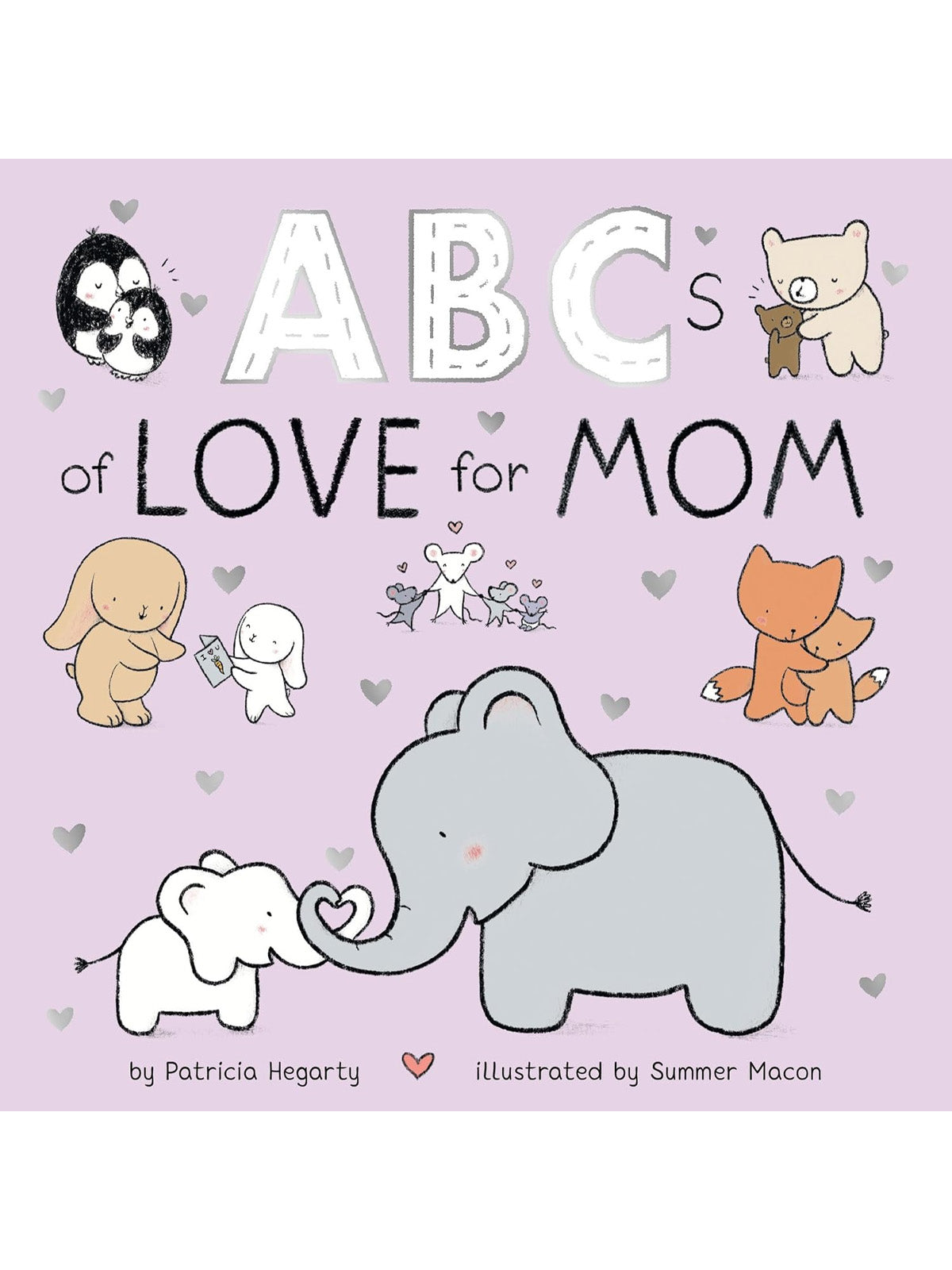 Cover of "ABCs of Love for Mom," featuring cute animal illustrations and the title in playful text.