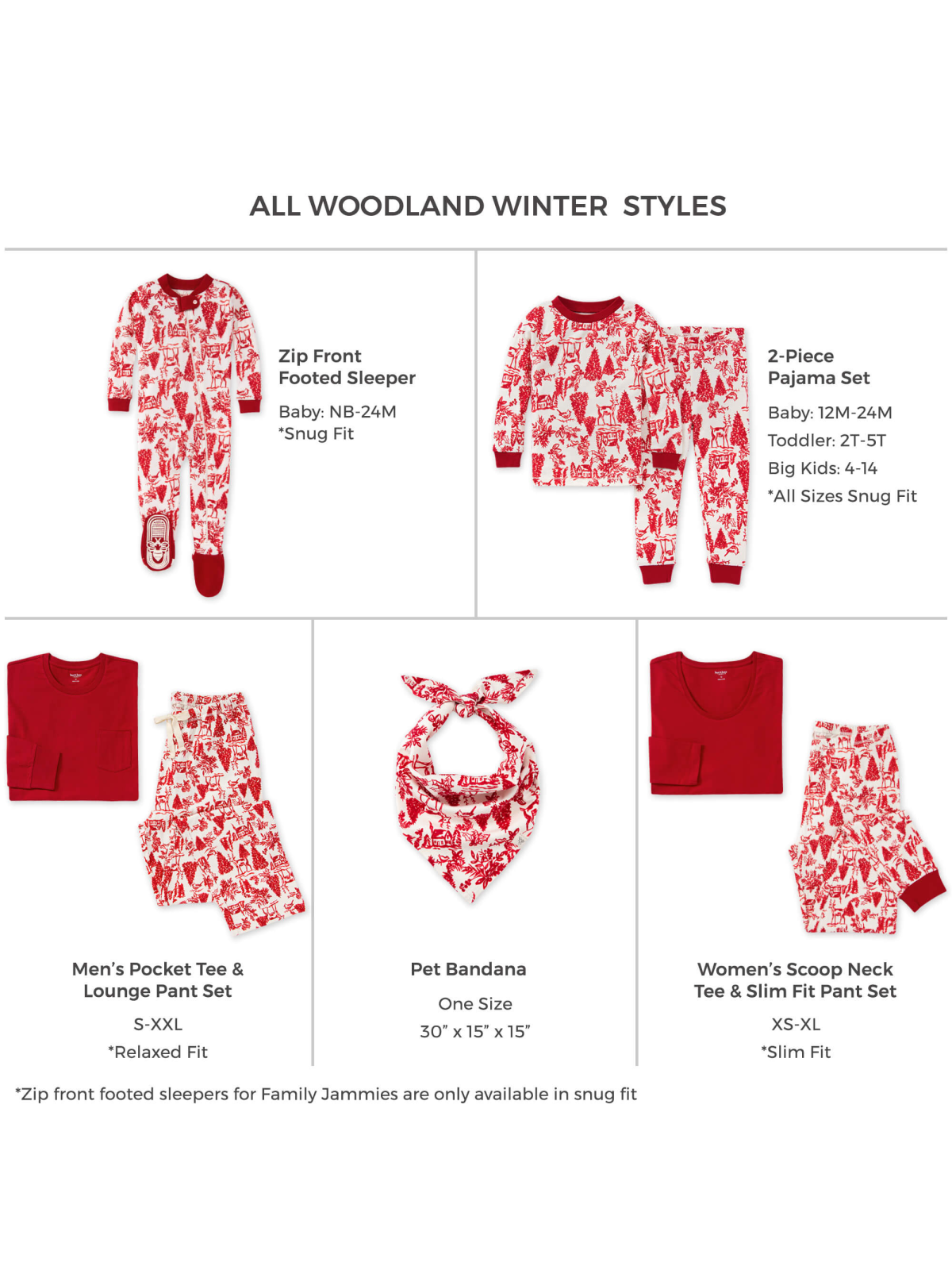 Adult Men's Pocket Tee Pajama Set, Woodland Winter