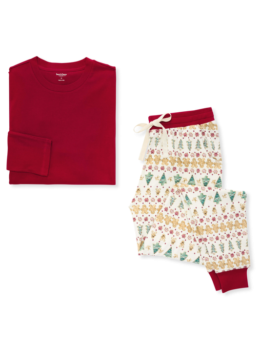 Adult Women's Tee & Jogger Pajama Set, Gingerbread Fair Isle