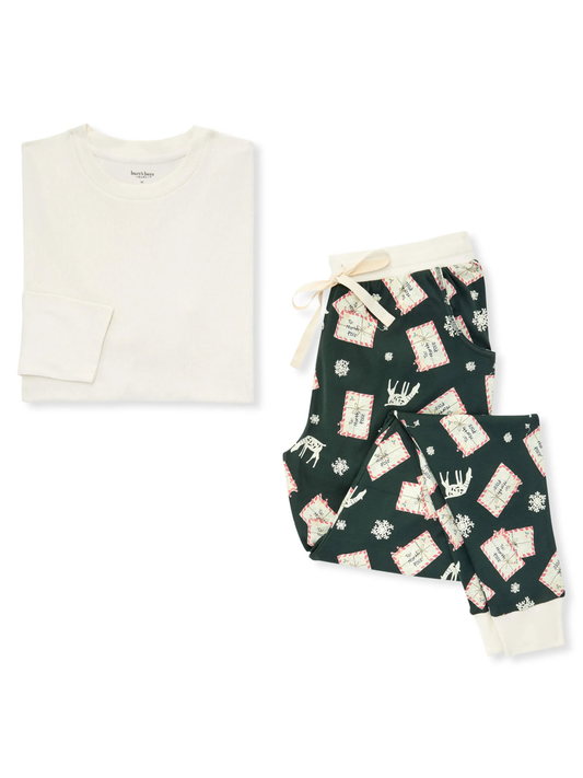 Adult Women's Tee & Jogger Pajama Set, Letters to Santa