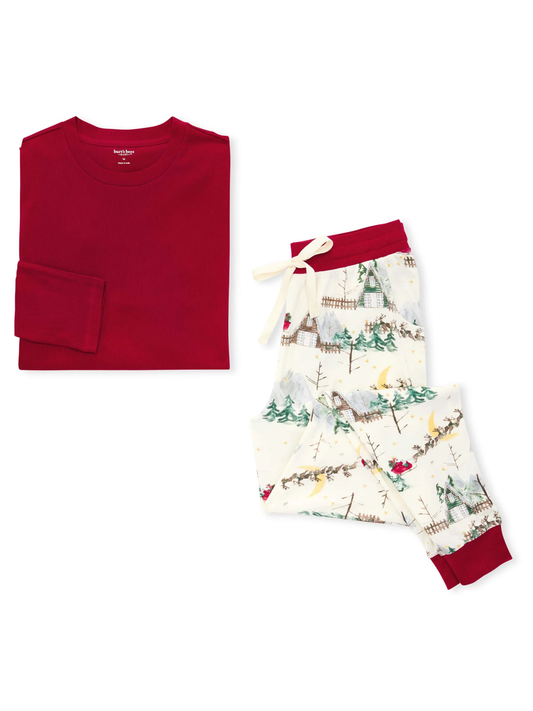 Adult Women's Tee & Jogger Pajama Set, Santa's Sleigh