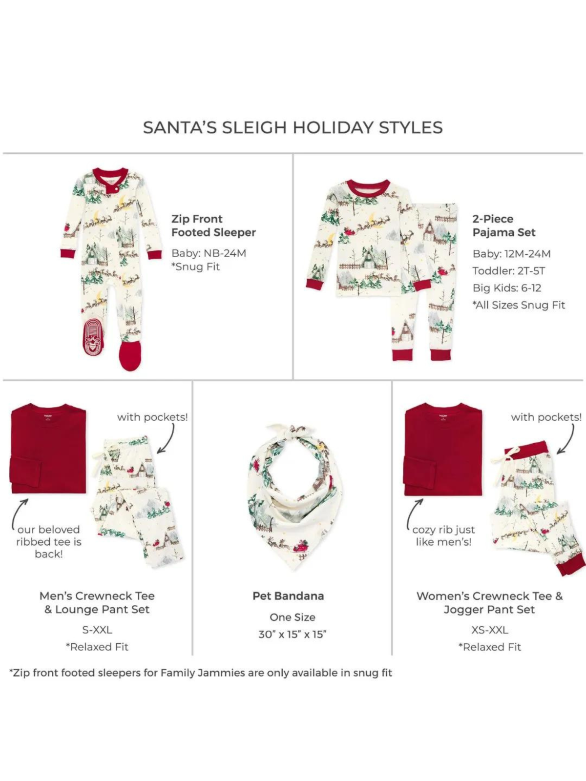 Adult Women's Tee & Jogger Pajama Set, Santa's Sleigh