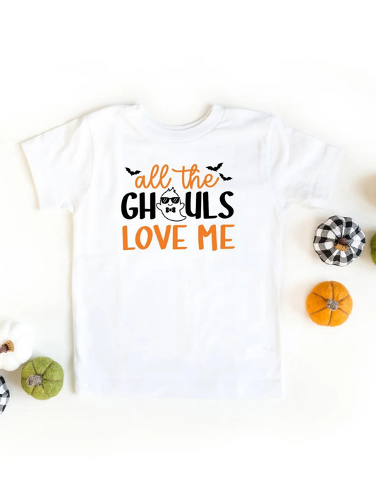 All The Ghouls Love Me Bats Toddler Tee, White