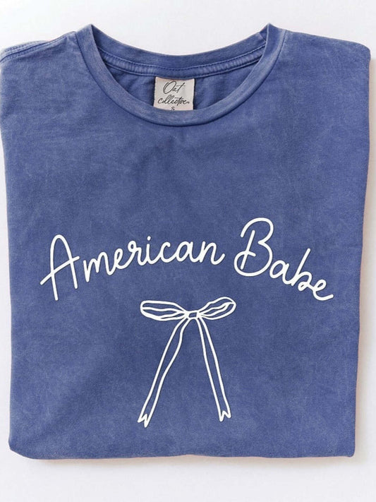American Babe Women's Puff Mineral Graphic Tee, Denim Blue
