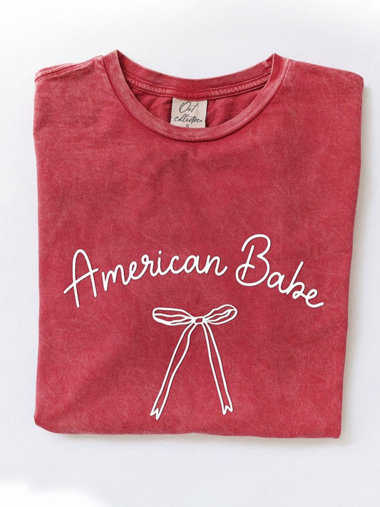 American Babe Women's Puff Mineral Graphic Tee, Cardinal Red