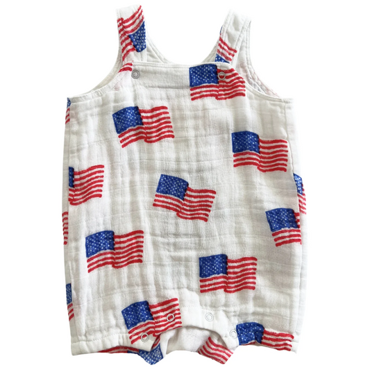 Muslin Overall Shortie, American Flag