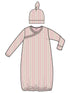 Kimono Gown & Knotted Hat Set, Antoinette Stripe