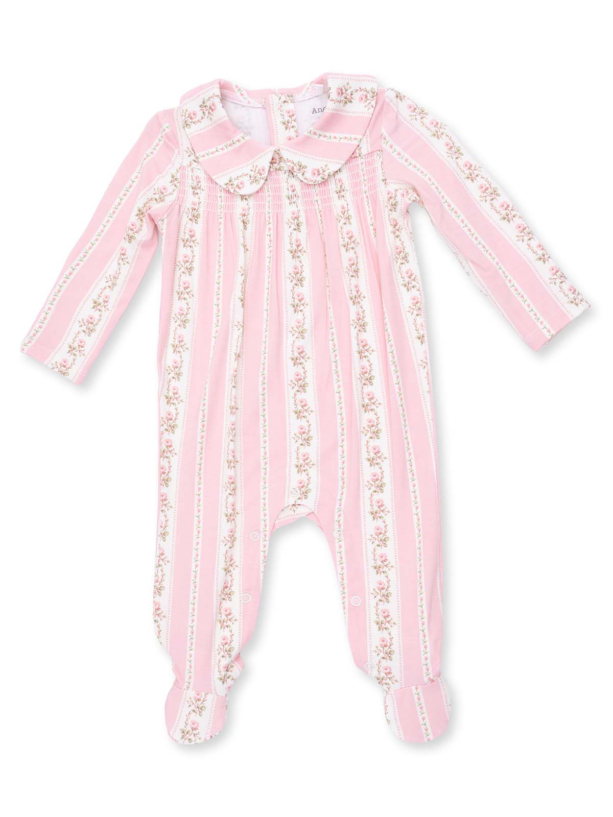 Smocked Peter Pan Snap Footie, Antoinette Stripe