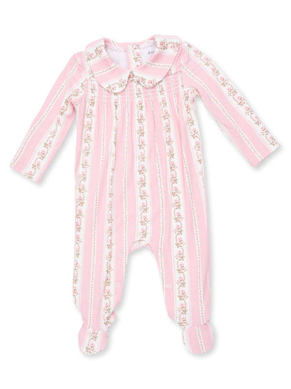 Smocked Peter Pan Snap Footie, Antoinette Stripe