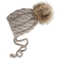Aspen Knit Fur Pom Bonnet, Oatmeal