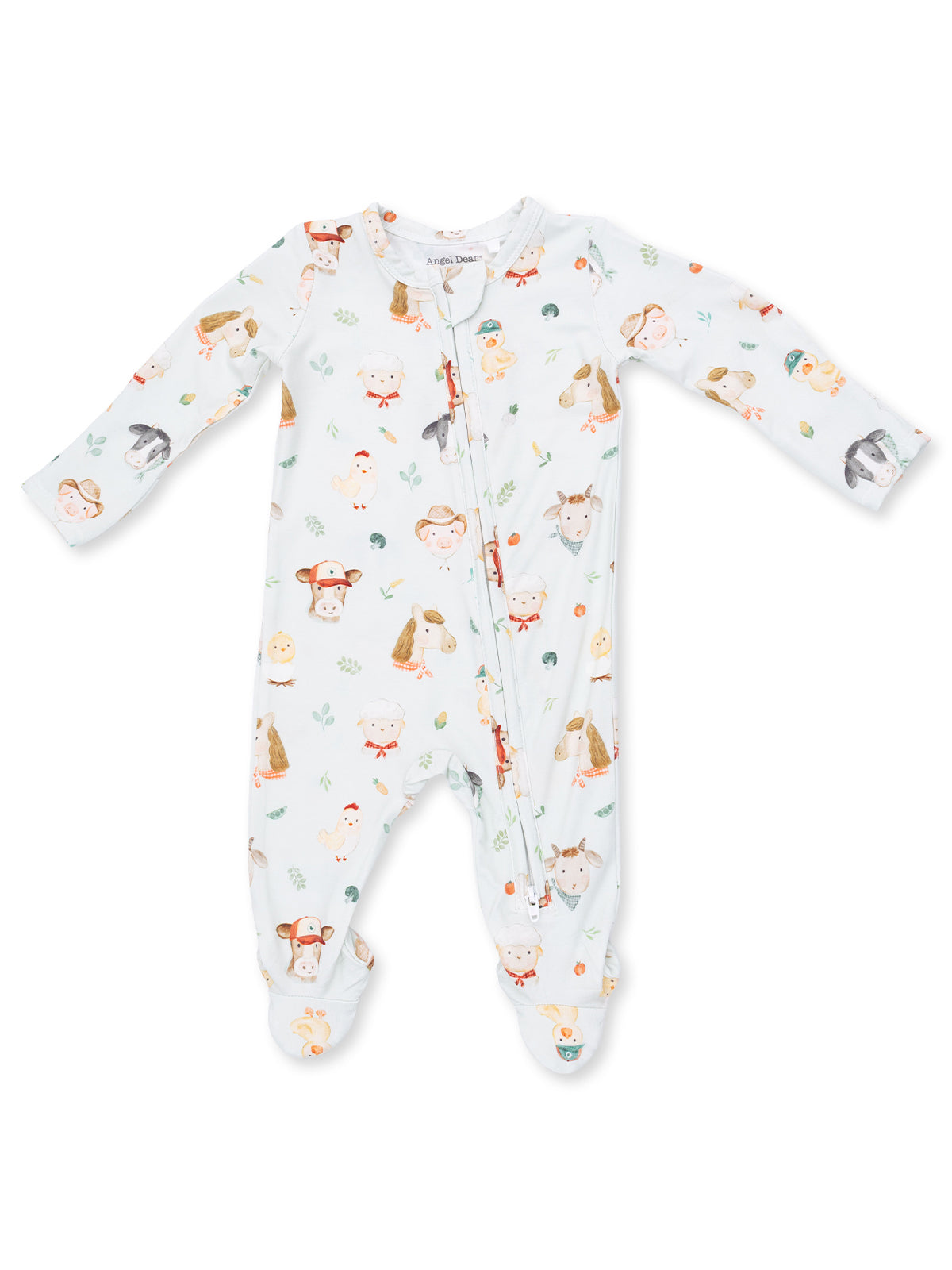 2-Way Zip Footie, Baby Farm Faces