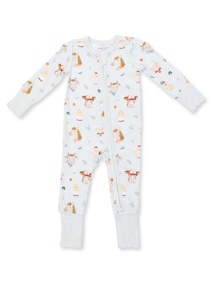 2-Way Zip Romper, Baby Farm Faces