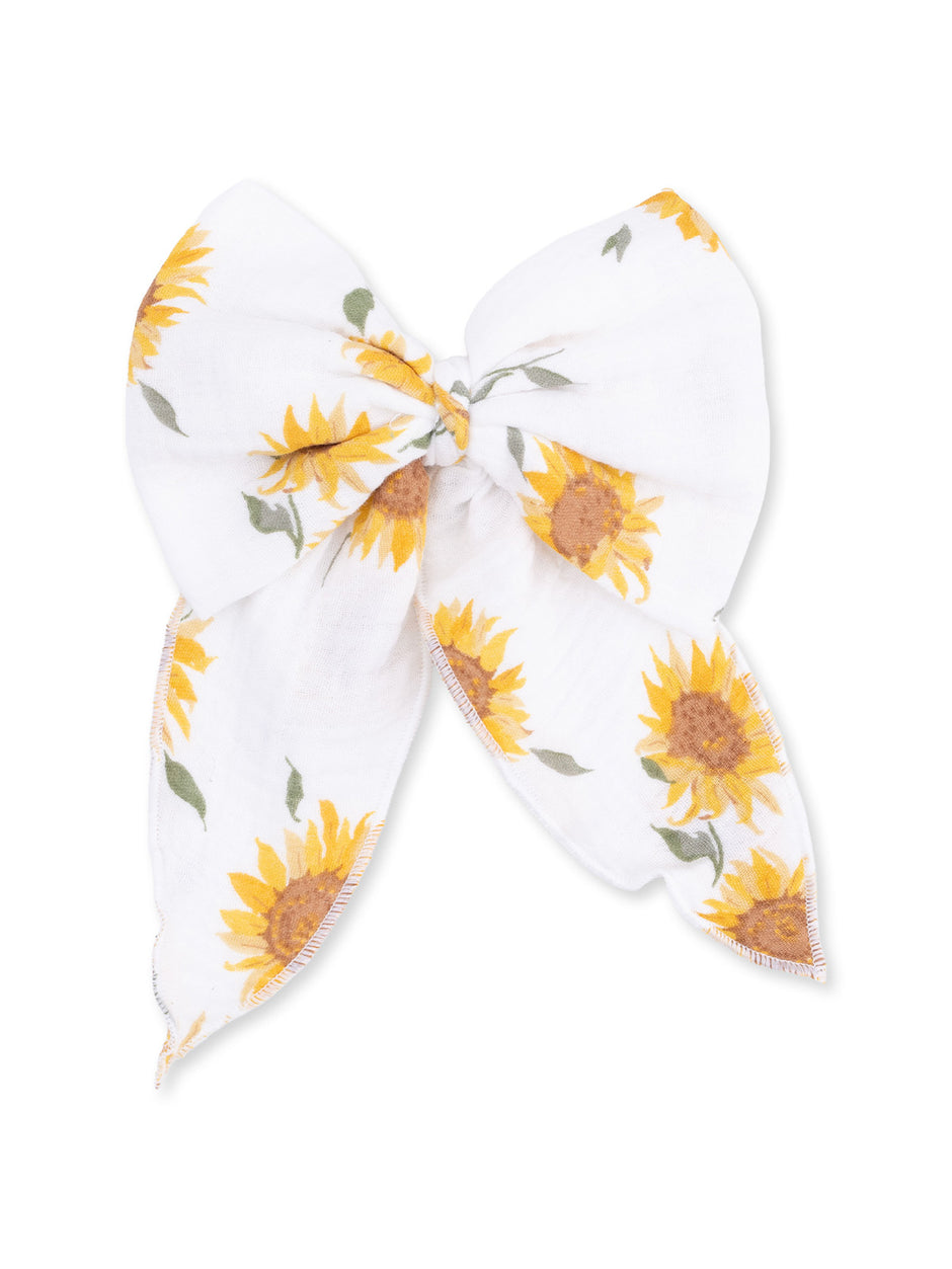 Large Bow Hair Clip, Baby Sunflower