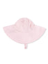 Light pink sun hat with a wide brim and adjustable strap at the back. Ideal for sun protection.