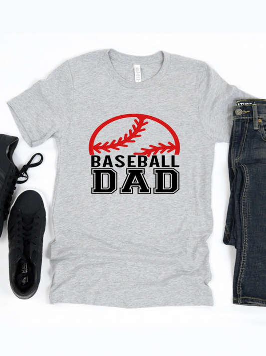 Baseball Dad with Ball Men's Graphic Tee, Grey