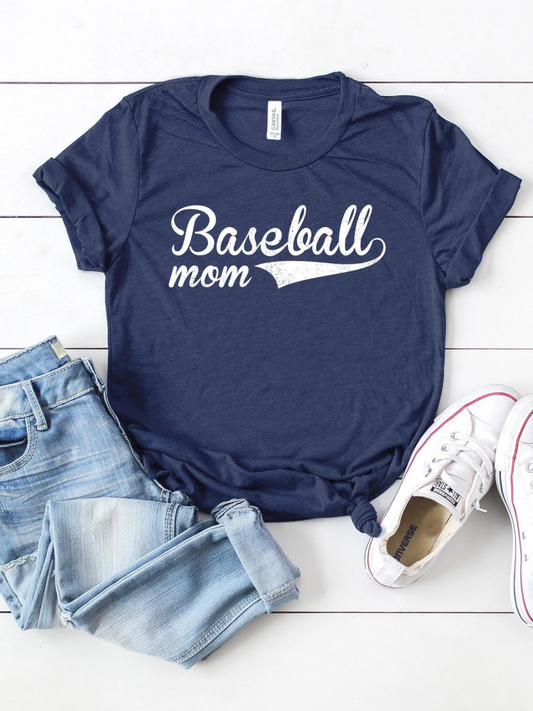 Baseball Mom Women's Graphic Tee, Navy