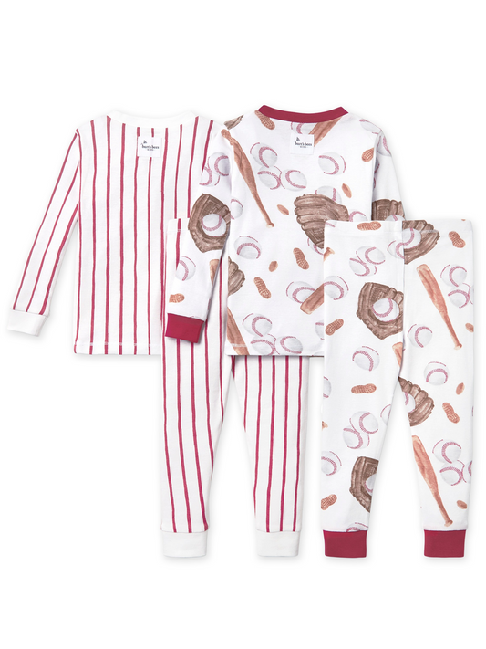 2 Pack Organic 2-Piece Pajamas, Baseball & Stripe
