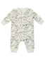 French Terry Baseball Collar Romper, Artsy Dinos