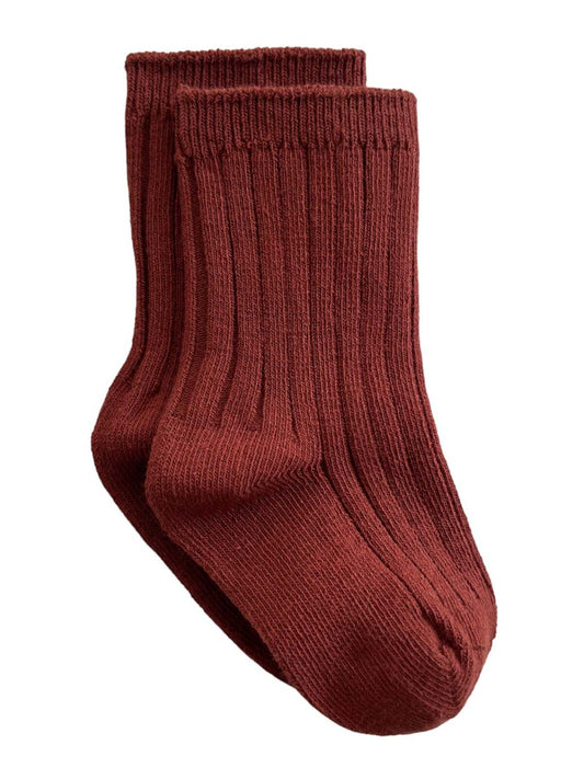 Basic Ribbed Socks, Dark Brown