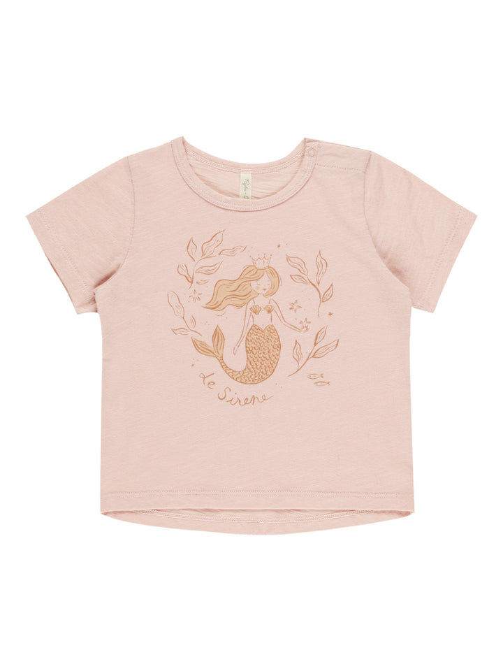 Light pink toddler t-shirt featuring a mermaid illustration and the text "Le Sirene."