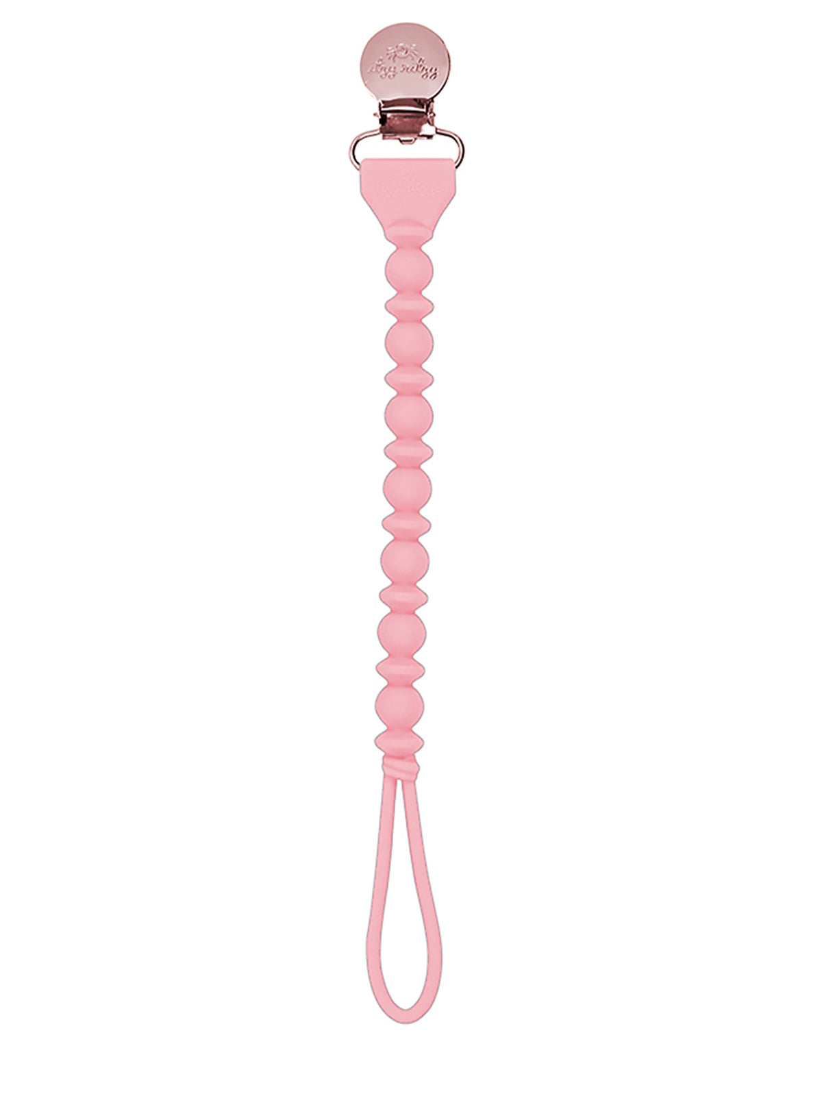 Silicone Pacifier Clip, Beaded Pink