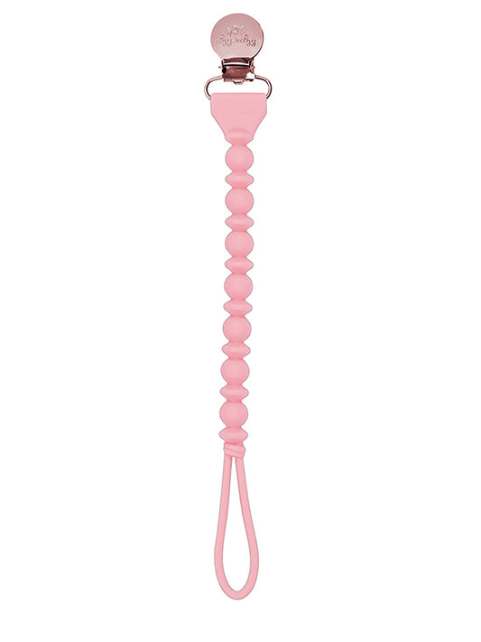 Silicone Pacifier Clip, Beaded Pink