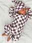 Berry Cheesecake Checkerboard / Organic 2-Way Zip Romper