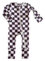 Berry Cheesecake Checkerboard / Organic 2-Way Zip Romper