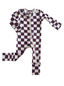 Berry Cheesecake Checkerboard / Organic 2-Way Zip Romper